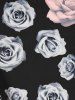 Ensemble de Haut Tordu en Avant de Grande Taille et de Robe Mi-Longue à Imprimé Rose - Noir 1X | US 14-16
