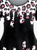 Plus Size Short Sleeve Animal Leopard Print T-shirt -  