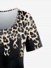 T-shirt à Imprimé Animal Léopard de Grande Taille - Noir 5x | US 30-32