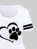 T-shirt à Imprimé Patte de Chat Cœur de Grande Taille à Manches Courtes - Blanc 4X | US 26-28