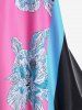 Plus Size Floral Print Colorblock Padded Swim Tankini Top -  
