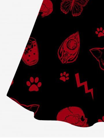 Gothic Printed Crisscross Knee Length Dress