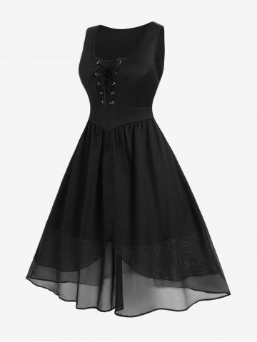 Vestido Talla Extra en a Sin Mangas Encaje - BLACK - 5X | US 30-32