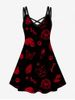 Gothic Printed Crisscross Knee Length Dress -  