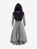 Plus Size Hooded Cable Knit Panel Lace Up High Low Midi Dress -  
