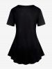 Ensemble de Legging D'Halloween et T-shirt à Imprimé Chat et Citrouille Grande Taille - Noir 