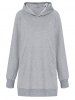 Heather Pockets Slit Long Sleeve Hoodie -  