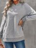 Heather Pockets Slit Long Sleeve Hoodie -  