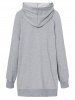 Heather Pockets Slit Long Sleeve Hoodie -  