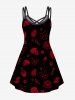 Gothic Printed Crisscross Knee Length Dress -  