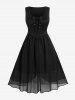 Plus Size Lace Up High Low Tulip A Line Sleeveless Midi Dress -  