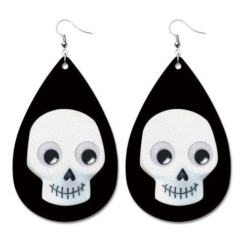 Gothic Skull PU Leather Water Drop Dangle Earrings