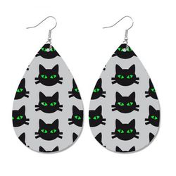 Halloween Cat Water Drop Dangle Earrings - MULTI