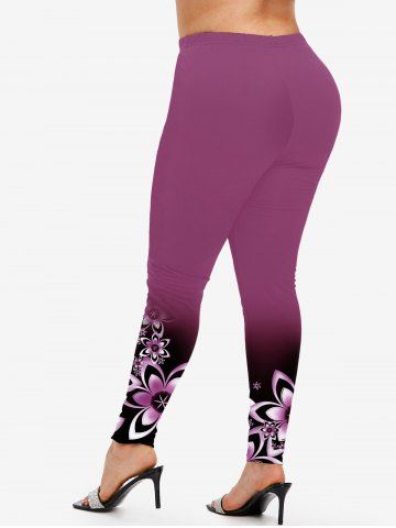 Plus Size High Rise Floral Print Skinny Leggings