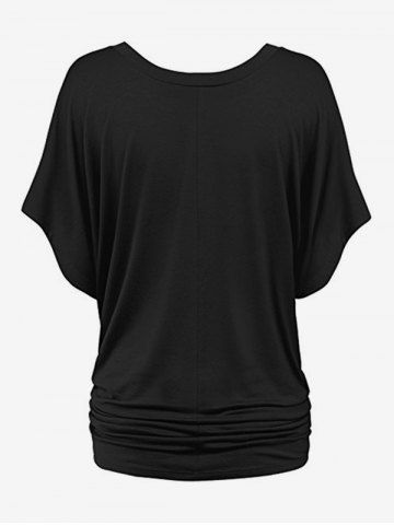Plus Size Batwing Sleeves Solid V Neck Tee