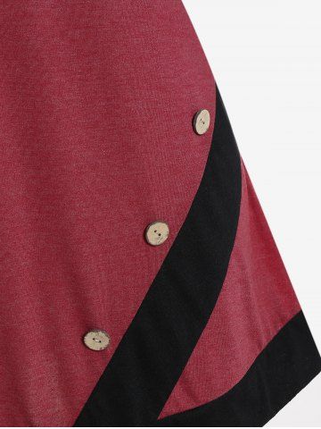 Plus Size Colorblock Cold Shoulder Asymmetric T-shirt