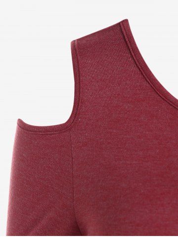Plus Size Colorblock Cold Shoulder Asymmetric T-shirt
