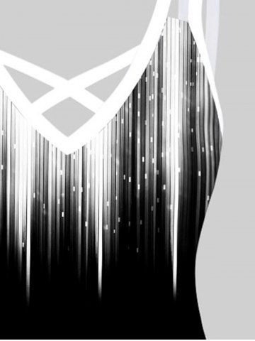 Plus Size Monochrome Colorblock Stripes A Line Dress