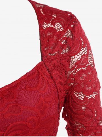 Plus Size Lace Panel Sweetheart Neck Tee