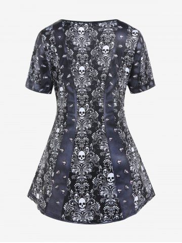 Gothic Skulls Printed Short Sleeves Tee