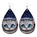 Halloween Cat PU Leather Water Drop Dangle Earrings -  