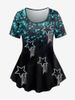 Plus Size 3D Glitter Sparkles Star Printed Short Sleeves Tee -  
