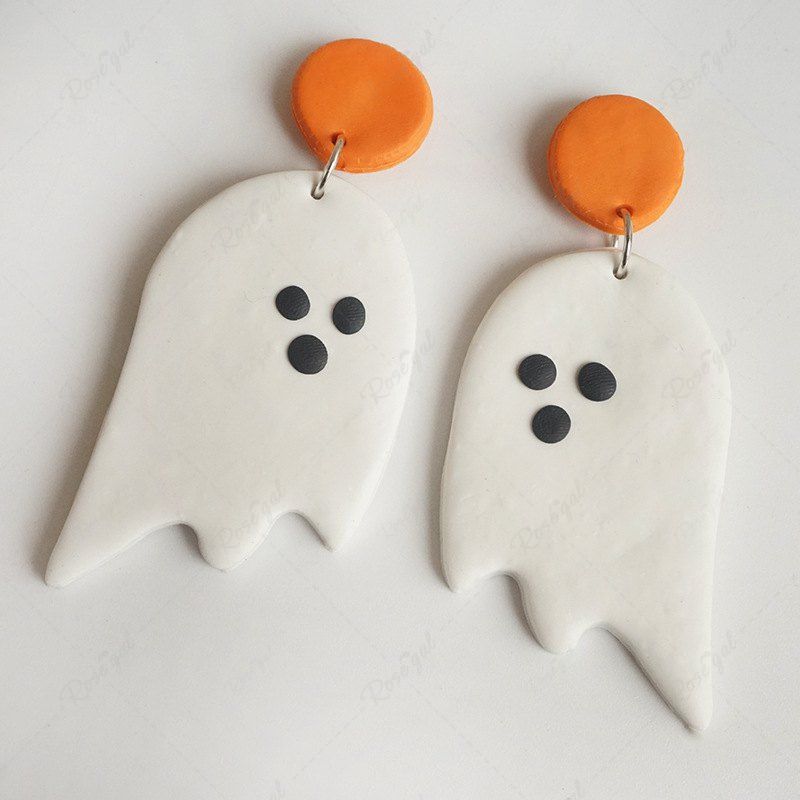 Hot Halloween Ghost Polymer Clay Stud Drop Earrings  