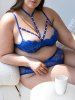 Plus Size Underwire Beaded Harness Strappy Lace Lingerie Bra Set -  