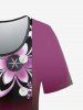 Plus Size Colorblock Floral Print Tee -  