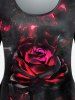T-shirt à Imprimé Rose à Manches Courtes Grande Taille - Noir 3X | US 22-24