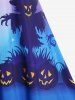 Plus Size Halloween Pumpkin Bats Cat Printed Crisscross A Line Dress -  