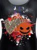 Plus Size Halloween Leopard Heart Pumpkin Print Tee -  