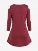 Plus Size Colorblock Cold Shoulder Asymmetric T-shirt -  