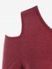 Plus Size Colorblock Cold Shoulder Asymmetric T-shirt -  