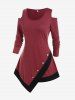 Plus Size Colorblock Cold Shoulder Asymmetric T-shirt -  