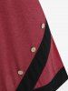 T-shirt Asymétrique Long Bloc de Couleur à Épaules Nues Grande Taille - Rouge foncé 1X | US 14-16