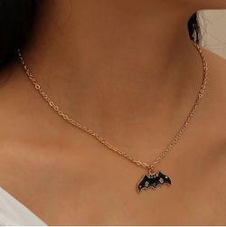 Halloween Party Bat Pendant Necklace - GOLDEN