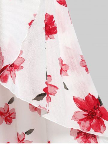 Floral Cold Shoulder High Low Plus Size Dress