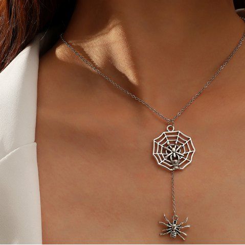 Halloween Party Funny Animal Spider Web Pendant Necklace