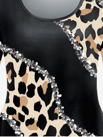 Plus Size Sparkle Leopard Print T-shirt