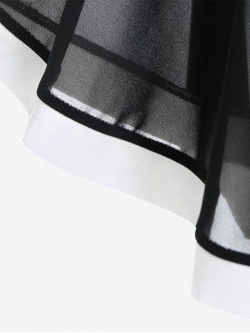 Plus Size Mesh Overlay Contrast Trim Tee