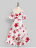 Floral Cold Shoulder High Low Plus Size Dress -  