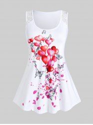 Plus Size Butterfly Heart Print Tank Top -  