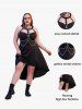 Gothic Grommets Cutout Chains High Low Midi Dress -  