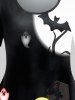 Plus Size Halloween Bats Pumpkin Skulls Printed Short Sleeves Tee -  