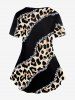 Plus Size Sparkle Leopard Print T-shirt -  