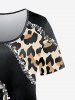 Plus Size Sparkle Leopard Print T-shirt -  