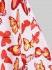 Robe D'Eté Mi-Longue Haute Basse Croisée à Imprimé Papillon de Grande Taille - Multi 4X