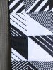 Haut de Tankini Géométrique Panneau en Maille Matelassé sans Dos de Grande Taille - Noir 1X | US 14-16