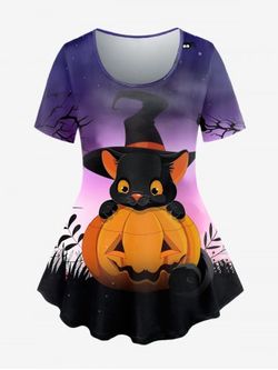 T-shirt D'Halloween à Imprimé Citrouille et Souris  - CONCORD - 5X | US 30-32